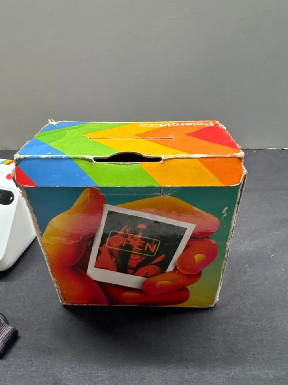Polaroid Go Instant (Generation 1) Camera With Box - Compact White Rainbow Strip